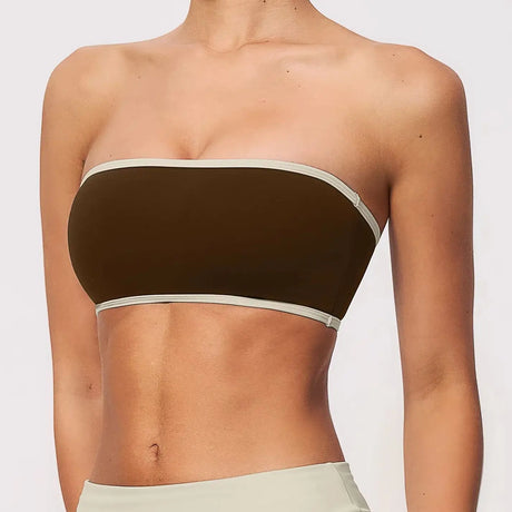 Summer Strapless Sports Bra Color blocked Women Quick-Drying Yoga Bra Women's Tube Top Fitness Chest Wrap Underwear Workout Bras