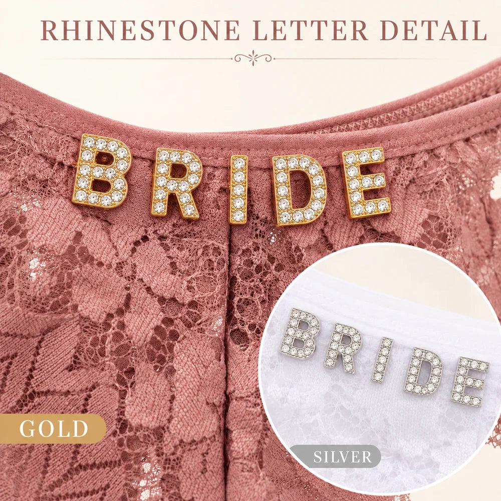 Custom Crystal Letter Lace Thong Panties for Women Personalized Name Underwear Gold Silver Rhinestone Gift Multiple Colors