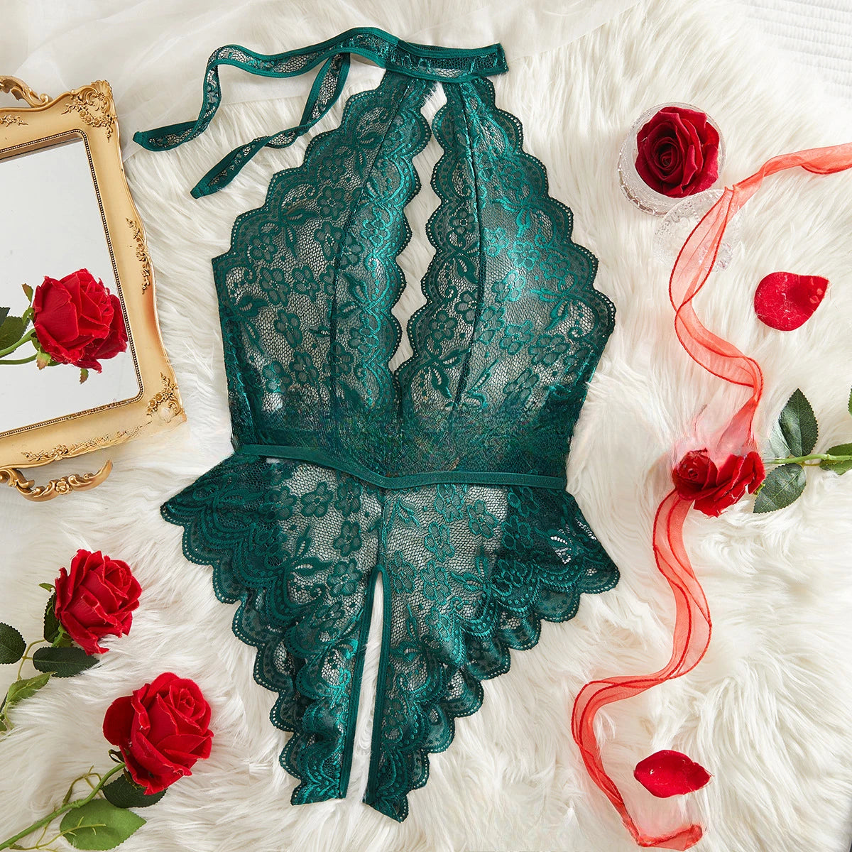 Transparent Lingeries Deep V Woman Underwear Set Backless G String Crotchless Bodysuit Push Up Bra and Panties Sets for Woman