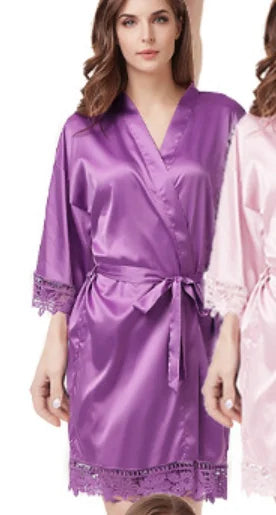 Personalised Sega Floral Wreath Robes Custom Bridal Robe Satin Wedding Bridesmaid Kimono Dressing Gown Bride to be Robe