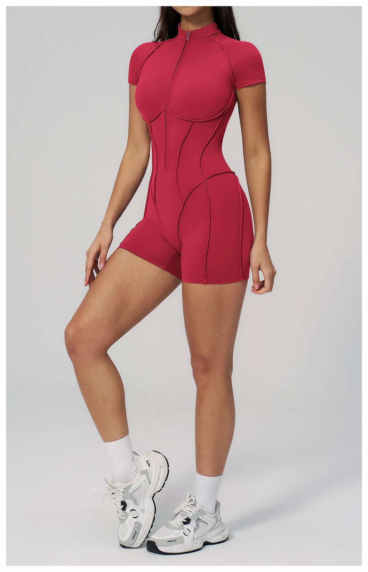 2026 Yoga Bodysuit Short Sleeves Women Tracksuits Gym Zipper Jumpsuits Sports Workout Rompers Fitness One-piece Suit Activewear