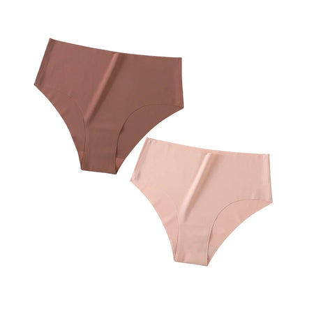 2Pcs/Set Ice Silk Panties Seamless High Waist Briefs Women Full Coverage Underwear Female Underpants No Show Sexy Lingerie XS-XL