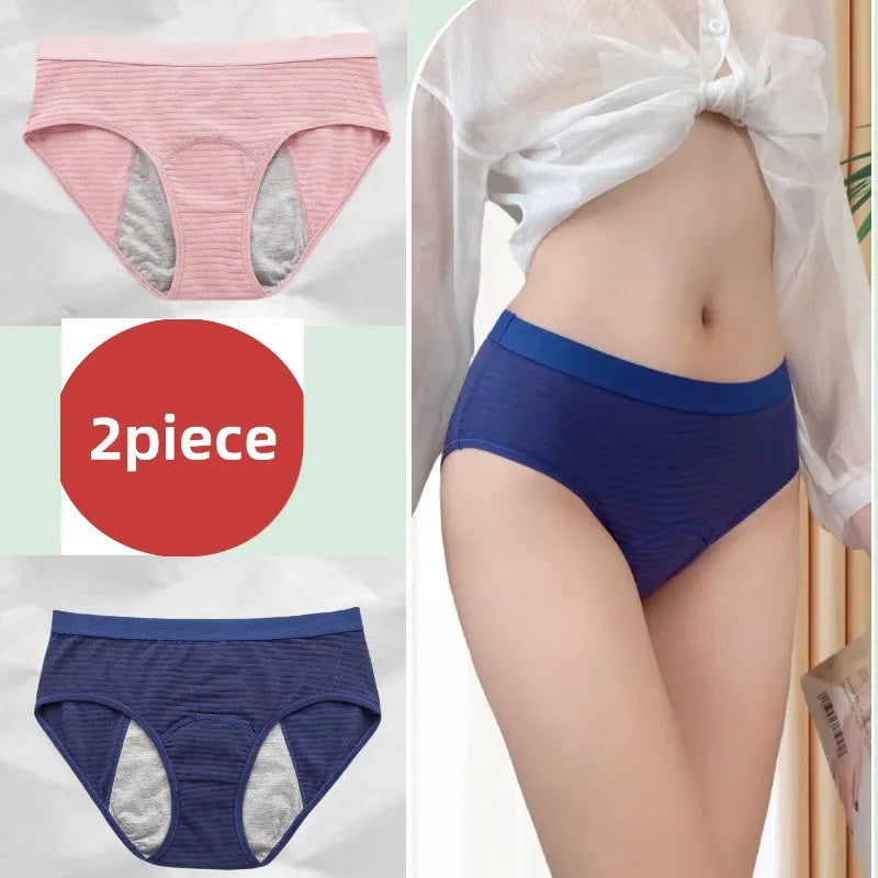 2PCS/set Leak Proof Menstrual Panties Cotton Shorts for Women Waterproof Briefs Intimates Physiological Female UnderwearXS-2XL