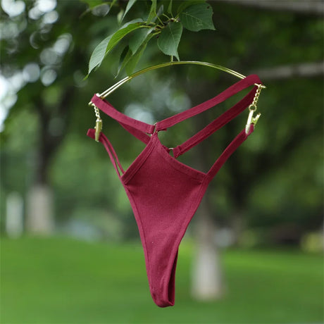 1PCS Women Sexy Cotton Panties Two Belts Hollow Out G-String Thongs Breathable Underwear for Female Solid Color Lingerie S-XL