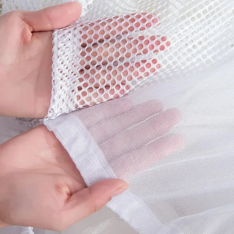 1Pc Drawstring Mesh Laundry Bags Fine/Coarse Mesh Washing Machine Travel Laundry Pouch Soft White Lingerie Storage Clothing Hot