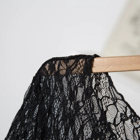 Women's Black Lace Bodysuit Y2k Long Sleeve Sheer Tops Fashion Slim Hollow Out See Through Mesh Blouses Sexy Lingerie Bodysuits