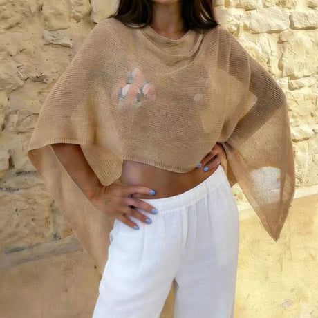 Casual Knit Top, Summer Beach Vacation Pool Party Sexy Sheer Cover-Up, Plain Fitted Design, Perfect for Relaxing and Stylish