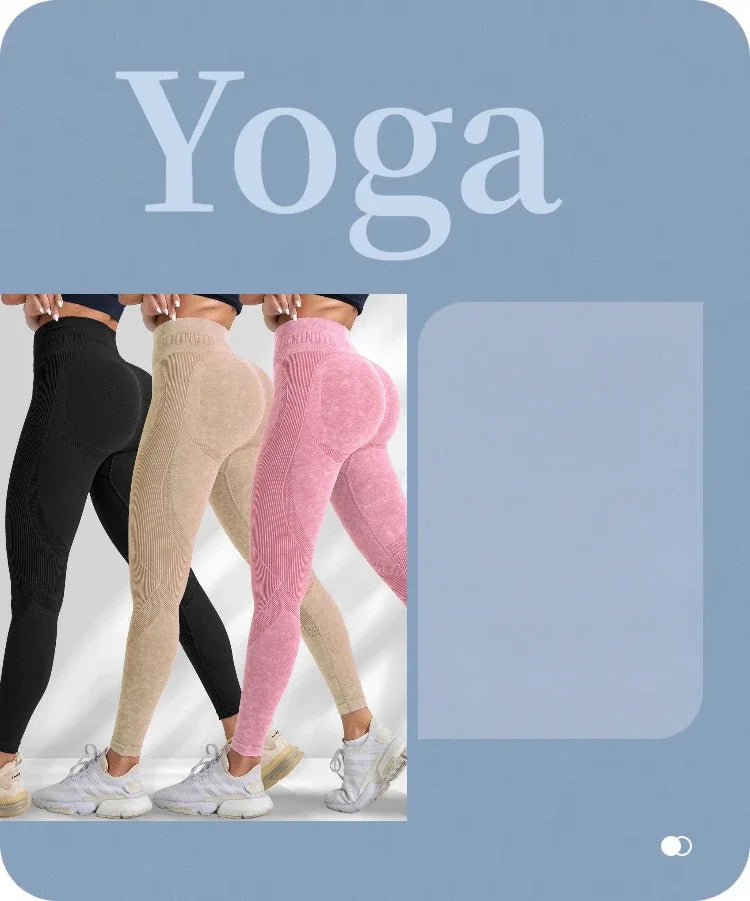 Women Seamless Gym High Waist Yoga Pants Hip Lifting Outdoor Sports Tight Waist Letter Sand Washed Pants Exercise Yoga Leggings