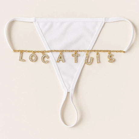 Custom Chain Thong With Name Letters Shiny String Hotwife Gifts Customized Lingerie Lace Panties String Name Personalized Gift