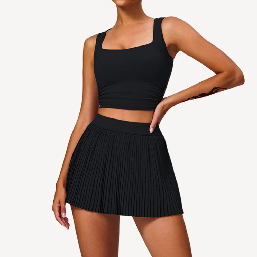 New Cloudy Breathable Outdoor Sports Set - Women's Tight Back Yoga Set - Hip Covering and Waist cinching Fitness Skirt