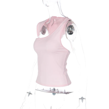 Dulzura Asymmetric One Shoulder Backless Slim Sleeveless Tank Top Women'S Solid Sexy Casual Top Street Style Y2K Summer Clothes