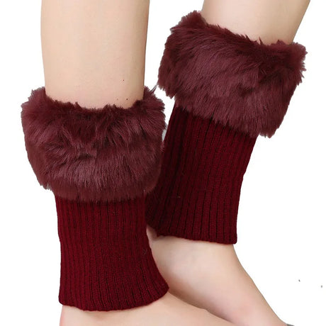 Women's Winter New Average Size Short Flip Flop Fur Warm Socks Boot Covers Knitted Wool Leg Warmers Breathable Anti-friction