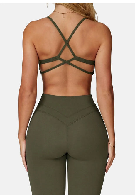 Sports Bra High Support Women Gym Underwear Push-up Back Cross Yoga Crop Top Running Workout Fitness Pilates Solid Color
