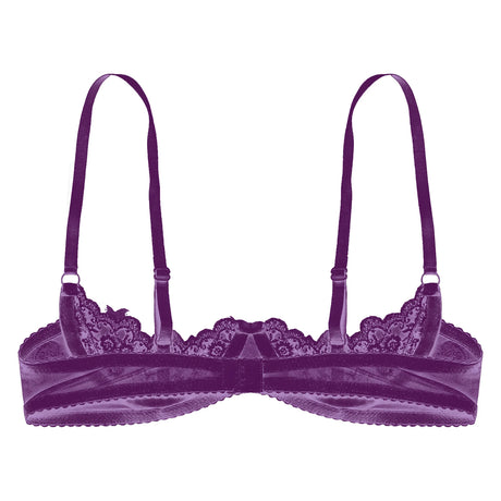 Women's Sexy Open Cup Bra Tops Sheer Floral Lace Underwire Push Up Bralette Cupless Lingerie Exposed Breast Underwear Nightwear
