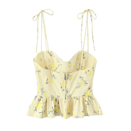 Chic Elegant Corset Top Backless Short Cami Tops New 2026 Summer Fashion Floral Printed Sexy Party Night Tops