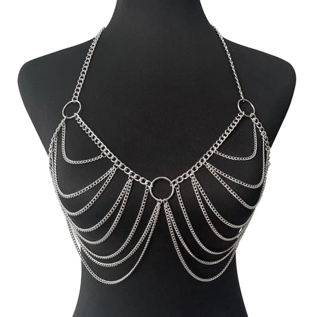 Metal Body Chain Bra Harness Sexy Chest Chain Beach Body Jewelry For Women 2025 Rave Accessories