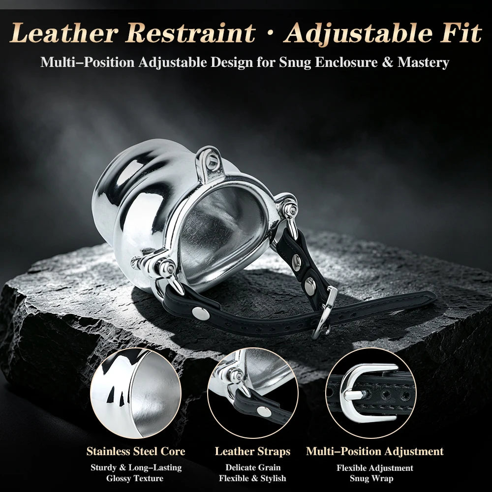 ORALSX Stainless Steel Testicle Pendant Scrotum Locking Ring Male Penis Bondage Rings BDSM Penis Exercise Gay Adult Sex Toys