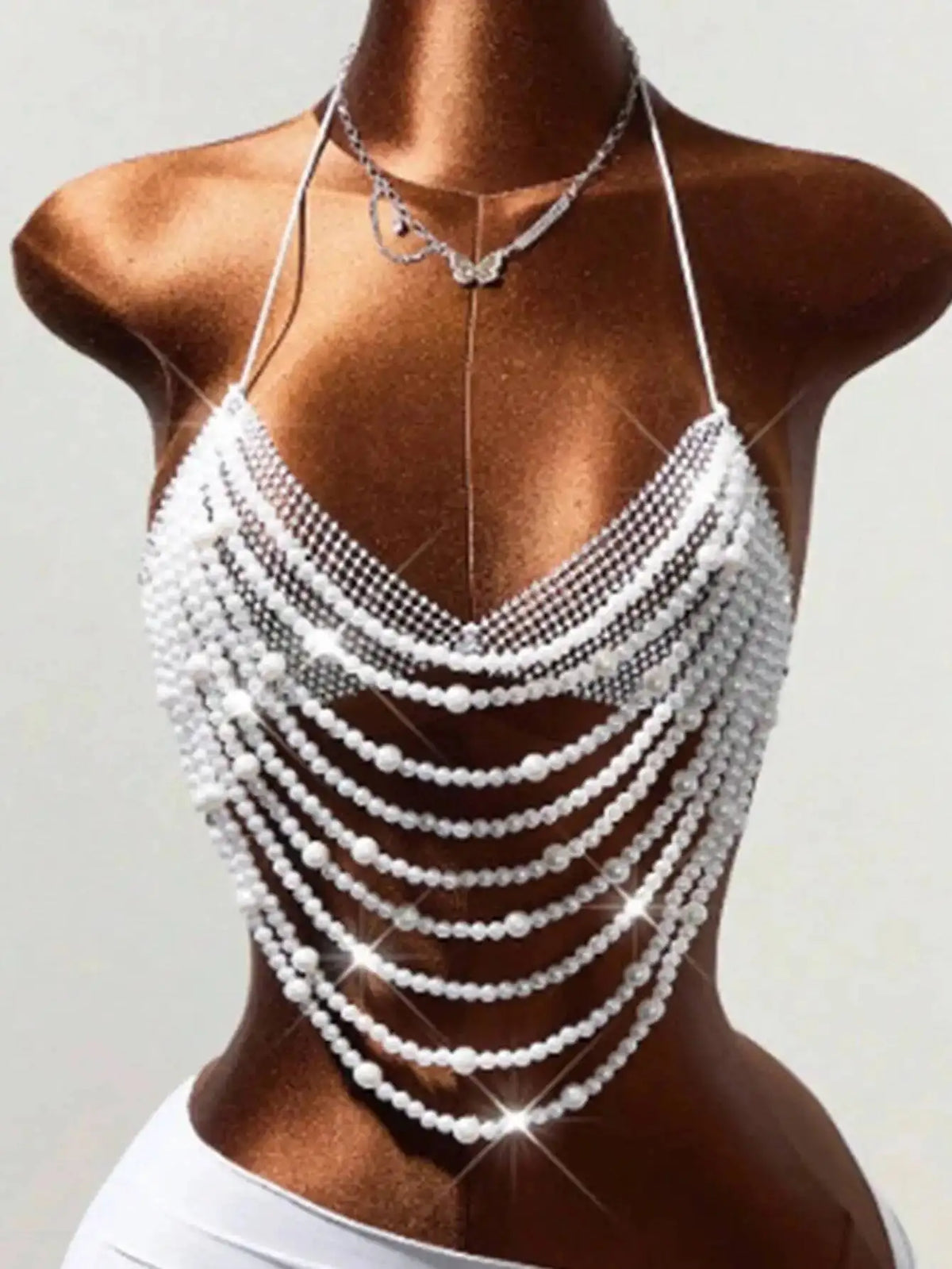 Sexy Metal Rhinestone Corset Crop Top Women Summer Club Party tops Woman Clothing See through Beach Halter Tank Top Streetwear