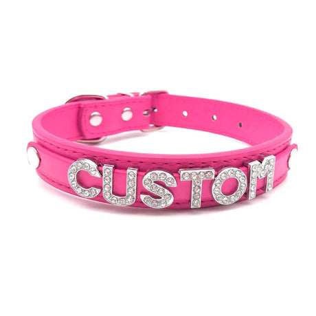 Sexy Hot Rosy Leather Customized Name Letters Collar Choker Necklace DIY Personalized Cosplay Buckle Belt Chocker Jewelry Gift