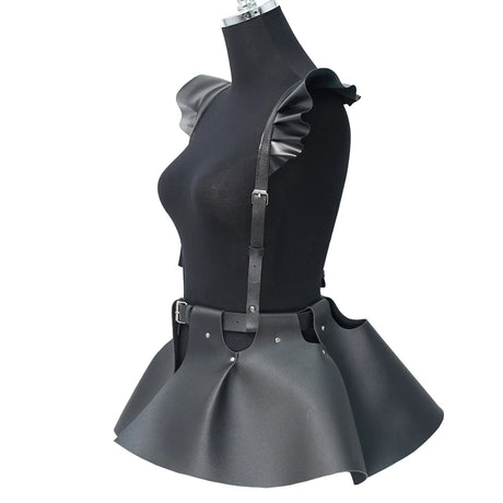 skirt Women's Belts Fashion Leather Body Harness Belt Skirt With Ruffle Hem Gothic Style Waist &Shoulder Belt Clothing Accessory