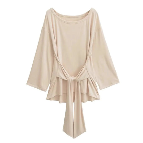 See Through Long Sleeve Oversize T Shirt Women Sexy Back Bandage Off Shoulder Top Female Basic Long Tees Korean Chic Lady New