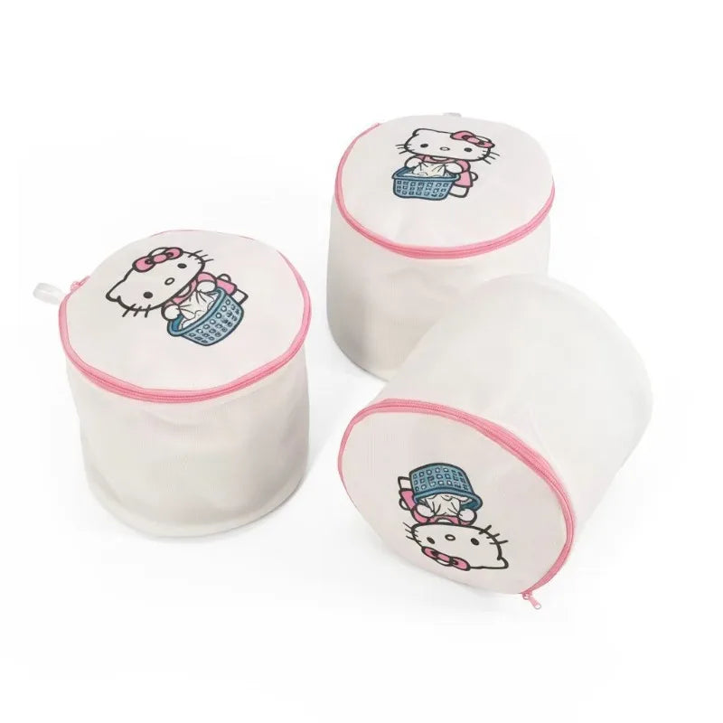 1PC Hello Kitty Lingerie Washing Mesh Clothing Underwear Organizer Washing Bags Useful Mesh Net Bra Wash Bag Zipper Laundry Bags