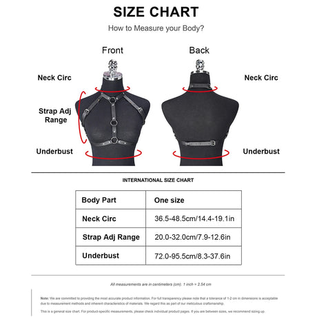 Punk Gothic Black Faux Leather Body Harness Bra Top For Women Adjustable Strap Emo Alternative Decor For Club Rave Festival Part