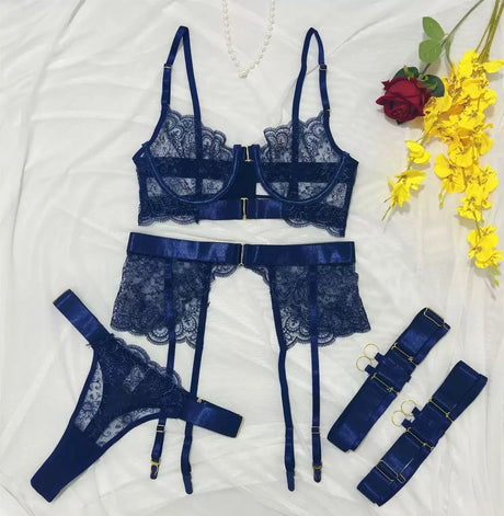 Two-piece Women's Set G-string Transparent Underwear Lolita Romantic Lingeries Set Sexy Bra and Panties Sets Lingerie for Woman