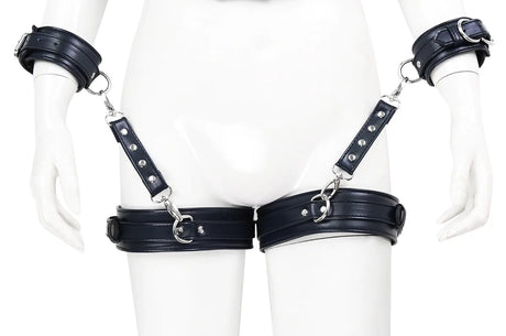 Leather BDSM Harness Woman Accessories Set Fetish Lingerie Body Bondage Gear Waist Thigh Restraints Cuffs Garter Belt Sex Toys