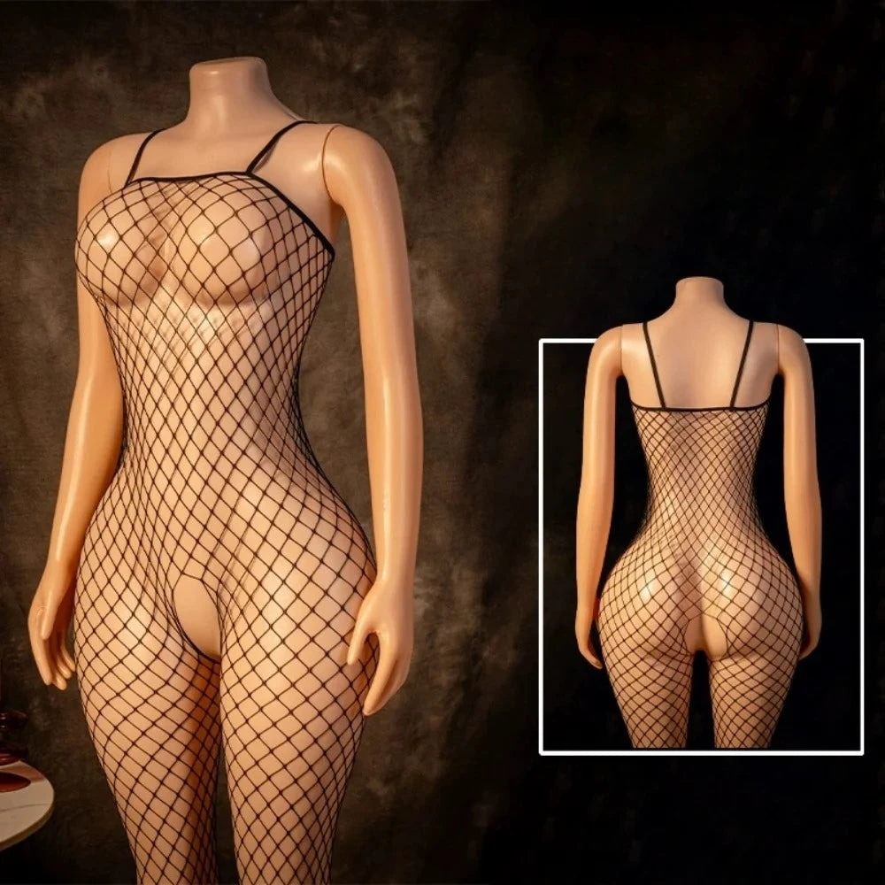 Sexy Tearable Net Bodysuit, Interactive Wearable Clothing, Full Coverage Body Suit, Erotic Lingerie, Transparent Mesh Jumpsuit