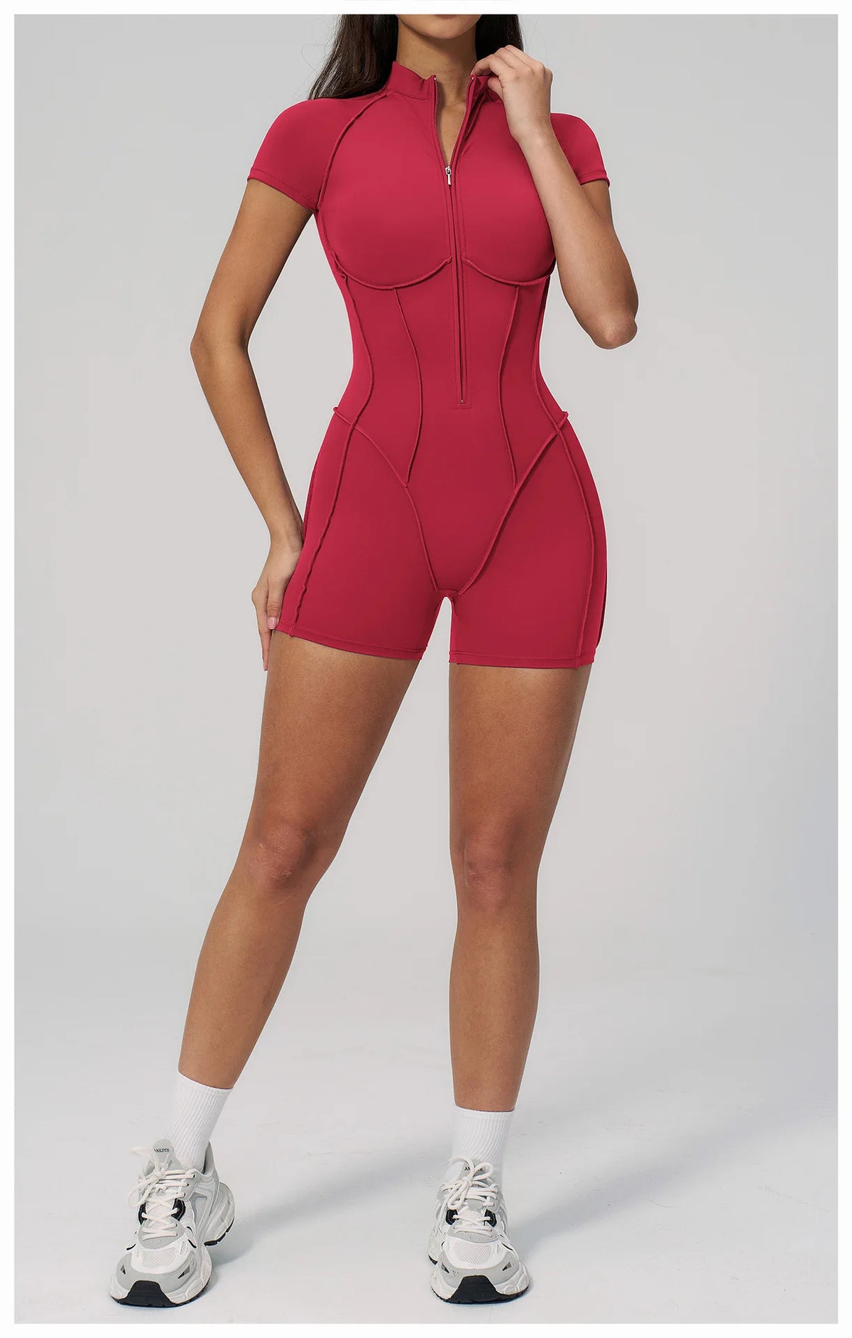2026 Yoga Bodysuit Short Sleeves Women Tracksuits Gym Zipper Jumpsuits Sports Workout Rompers Fitness One-piece Suit Activewear