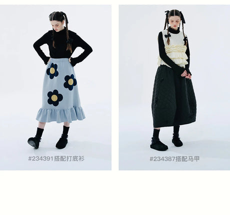 Green Plaid Lamb Wool Lantern Pants Female clothing women's pants and trousers Elastic Waist Loose Baggy Trousers for woman