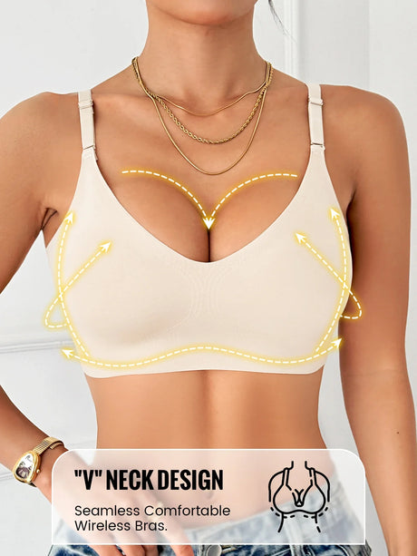 Women Invisible Bra Deep U Plunge Bras Backless Top for Dresses Sexy Lingerie with Transparent Strap Push Up Strapless Underwea