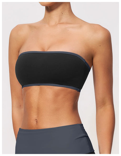 Summer Strapless Sports Bra Color blocked Women Quick-Drying Yoga Bra Women's Tube Top Fitness Chest Wrap Underwear Workout Bras