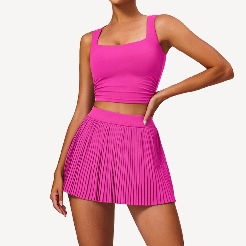 New Cloudy Breathable Outdoor Sports Set - Women's Tight Back Yoga Set - Hip Covering and Waist cinching Fitness Skirt