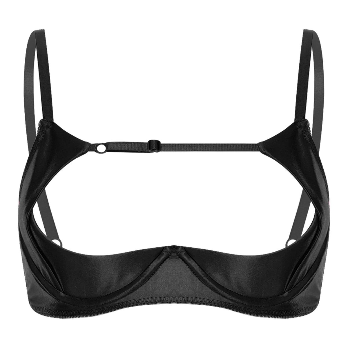 Womens Satiny 1/4 Cup Bra Solid Cut Out Adjustale Straps Underwired Shelf Bra Hollow Out Supportive Balconette Bra Underwear