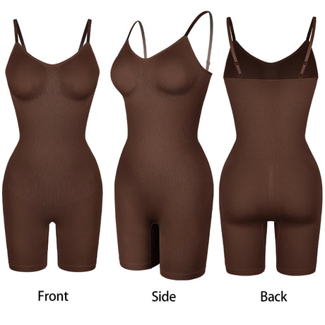 Women V Neck Shapewear Tummy Control Bodysuit Breathable Tank Top Sexy Adjustable Strap Full Body Shaper High Stretch Anti Chafing Faja Invisable Comfortable Shorts Slimming Waist Trainer Butt Lifter 3 Colors Available