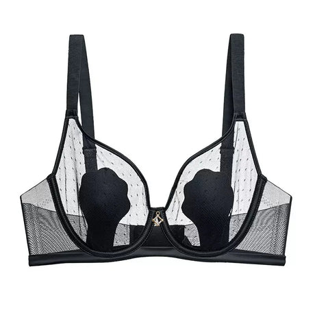 Women's Ultra-Thin Cat Claw Cup Bra Sexy Pure Desire French Style Soft Steel Ring Anti-Sagging Underwear for Large Chest