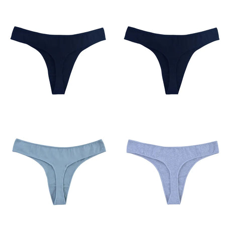 4Pcs/Set Cotton Thongs Women Low Rise Panties G-String Female Underpants Seamless Underwear Sexy Lingerie Intimates M-XL
