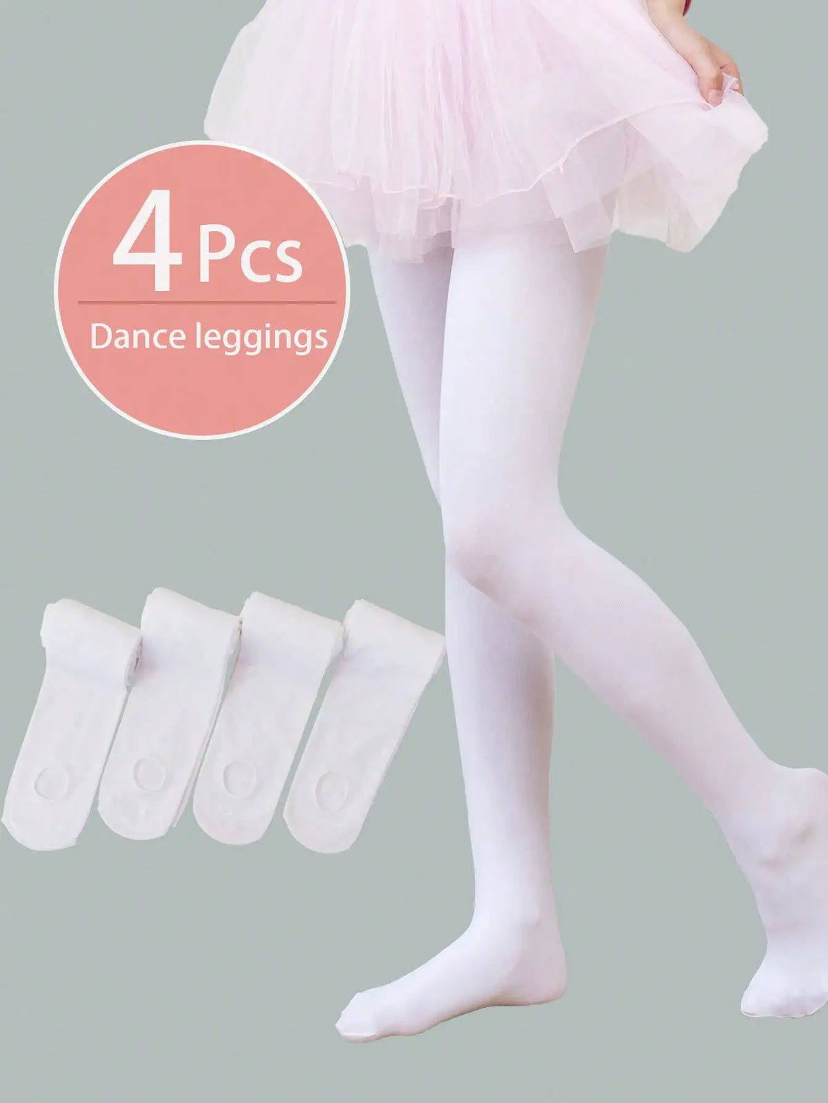 4PCS Girls Convertible Footed Dance Tights Nylon Spandex Ballet Leggings for Kids 2-14Y Girls Class Training Practice Wear