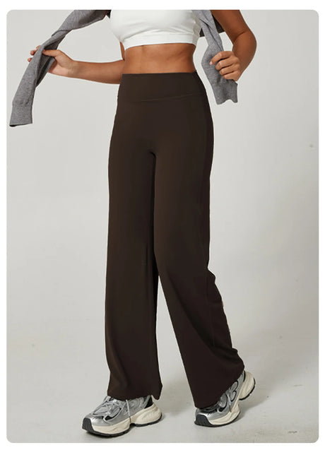 DFXEN LOGO New Women Wide Leg Yoga Pants High Waist Butt Lift Loose Fitness Gym Workout Flare Leggings Casual Sports Trousers