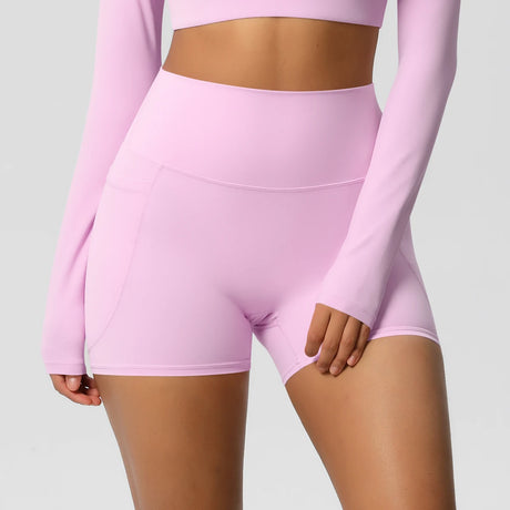 Solid Color Yoga Pants With Pockets Quick Drying High Waisted Gym Push Up Yoga Shorts for Woman Breathable Workout Fitness Short