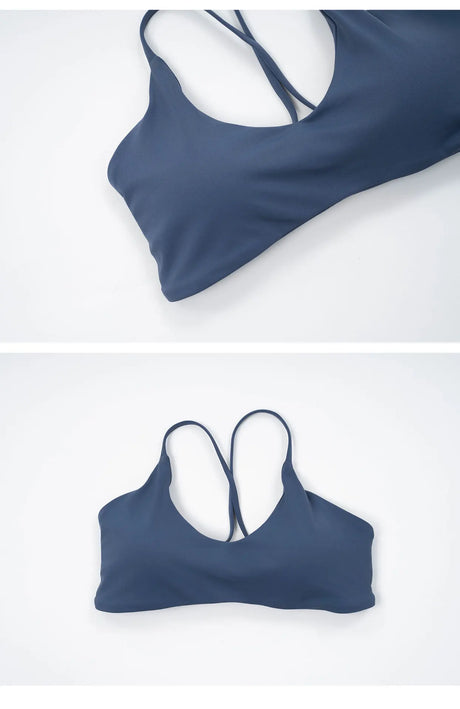 Sports Bra High Support Women Gym Underwear Push-up Back Cross Yoga Crop Top Running Workout Fitness Pilates Solid Color