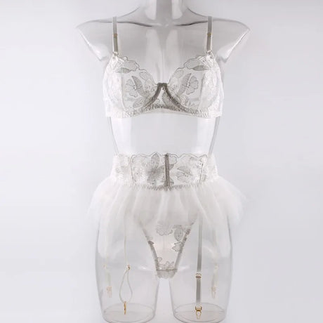 Toucheart 3 Piece Set Lingerie Garter Sets Lingerie For Woman Sexy Mini Skirt See-Through Embroidered Bra Erotic Underwear New