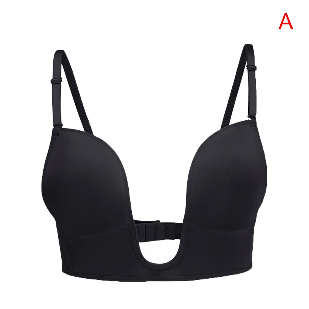 Deep U-Shaped Plunge Bra Lift Up Low Back Wirefree Bra Women Underwear Women's U-Shaped Sexy Lingerie For Backless Dress