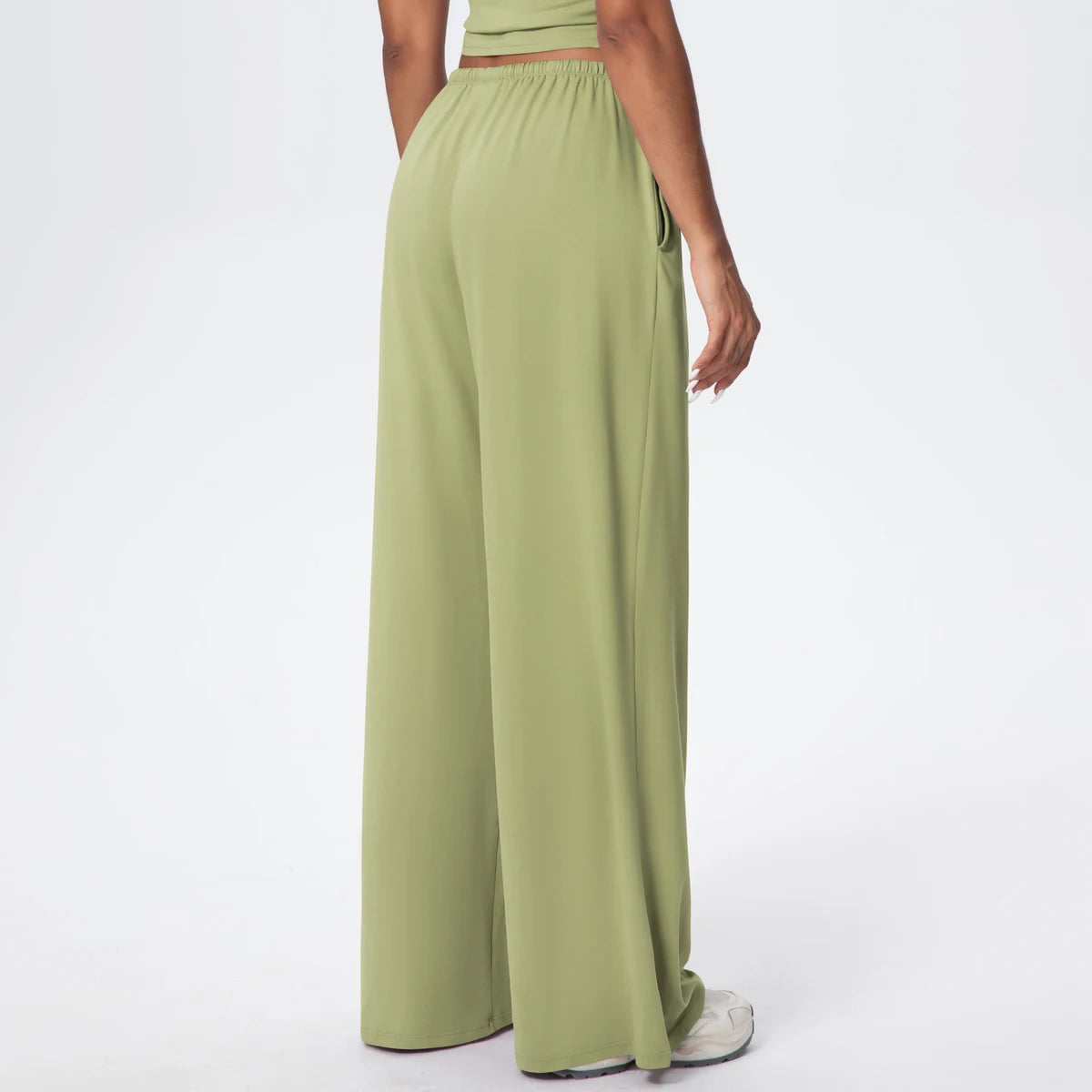 Women Quick Drying Wide Leg Yoga Pants Loose Yoga Pants High Waist With Pockets Fitness Sport Gym Workout Drawstring Full Length