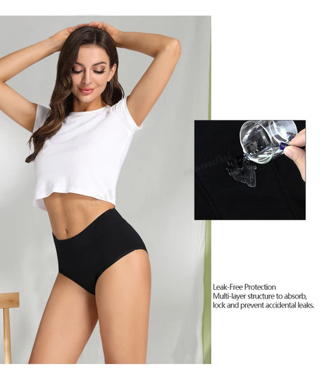 4 Layer Very Abundant Bamboo Period Panties for Heavy Flow Women Menstrual Panties Overnight High Waist Period Underwear