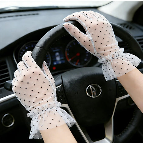 Short Dot Embellished Wedding Veil Performance Gloves for Women Netting Bridal Wedding Gown Polka Dot Gloves Breathable Gloves