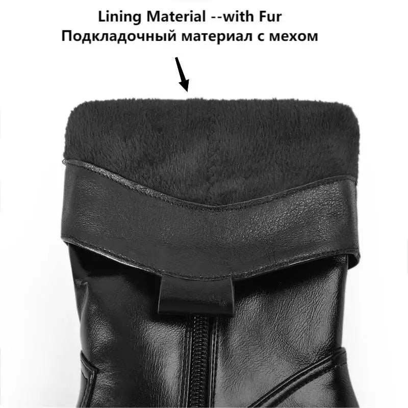 Onlymaker Women Pointed Toe Mid-Calf Boot Matte Black Sewing Embroidered Thick Heels Zipper Winter Big Size Cowboy Boots