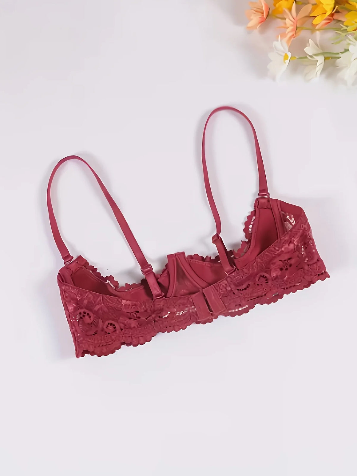 Women's lace open cup bra, soft, skin friendly, breathable, sexy gathering bra